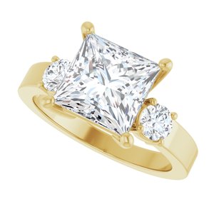 18K Yellow Gold 8x8 mm Square Ring Mounting – image 8