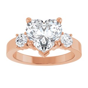 10K Rose Gold 9x9 mm Heart Ring Mounting – image 5