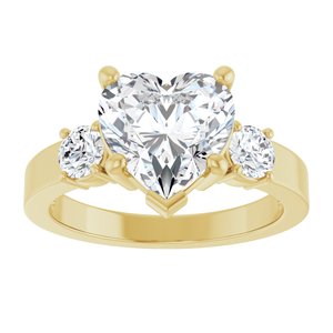 18K Yellow Gold 9x9 mm Heart Ring Mounting – image 5