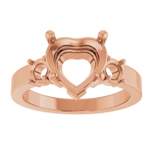 18K Rose Gold 9x9 mm Heart Ring Mounting – image 6