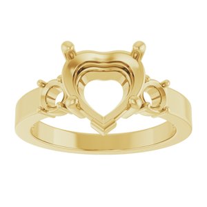 18K Yellow Gold 9x9 mm Heart Ring Mounting – image 6