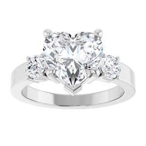 14K White Gold 9x9 mm Heart Ring Mounting – image 5