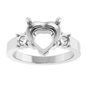 Platinum 9x9 mm Heart Ring Mounting – image 6