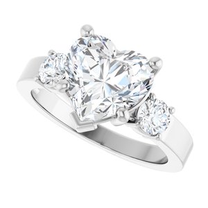 14K X1 White Gold 9x9 mm Heart Ring Mounting – image 8