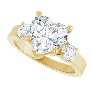 18K Yellow Gold 9x9 mm Heart Ring Mounting – image 8