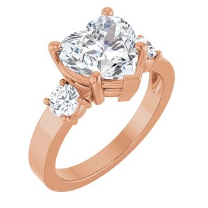 10K Rose Gold 9x9 mm Heart Ring Mounting