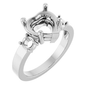 Platinum 9x9 mm Heart Ring Mounting – image 2