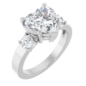 Sterling Silver 9x9 mm Heart Ring Mounting