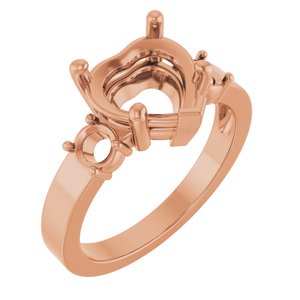 14K Rose Gold 9x9 mm Heart Ring Mounting – image 2