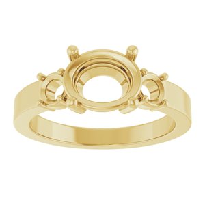 18K Yellow Gold 9x7 mm Oval Ring Mounting – image 6