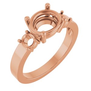 10K Rose Gold 9x7 mm Oval Ring Mounting – image 2