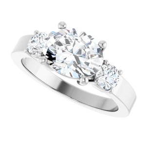 14K White Gold 9x7 mm Oval Ring Mounting – image 8