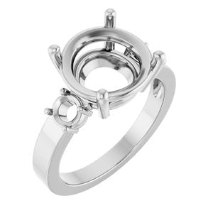 10K White Gold 11 mm Round Ring Mounting – image 2