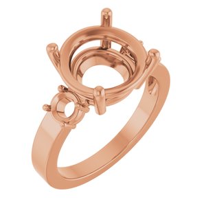 10K Rose Gold 11 mm Round Ring Mounting – image 2