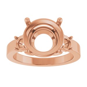 14K Rose Gold 11 mm Round Ring Mounting – image 6