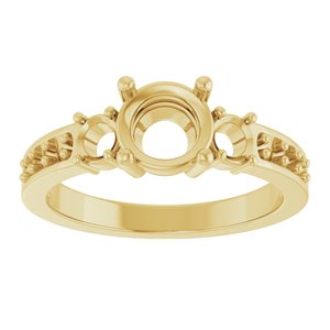 14K Yellow Gold 6.5 mm Round Ring Mounting – image 6