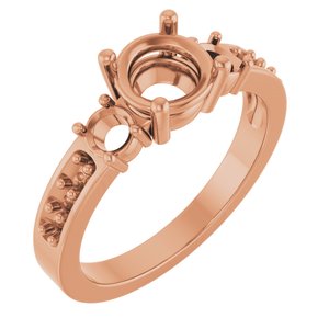 18K Rose Gold 6.5 mm Round Ring Mounting – image 2