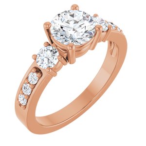 14K Rose Gold 6.5 mm Round Ring Mounting