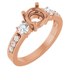 14K Rose Gold 6.5 mm Round 1/2 CTW Natural Diamond Semi-Set Ring – image 2