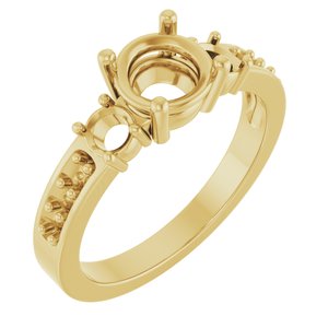 18K Yellow Gold 6.5 mm Round Ring Mounting – image 2