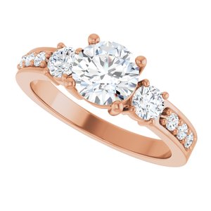 14K Rose Gold 6.5 mm Round Ring Mounting – image 8