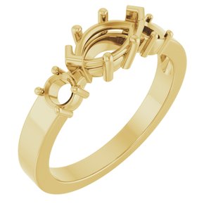 14K Yellow Gold 8x4.5 mm Marquise Ring Mounting – image 2