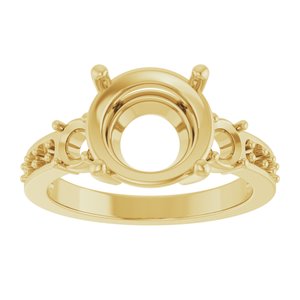 18K Yellow Gold 10 mm Round Ring Mounting – image 6