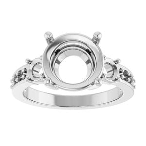 14K X1 White Gold 10 mm Round Ring Mounting – image 6