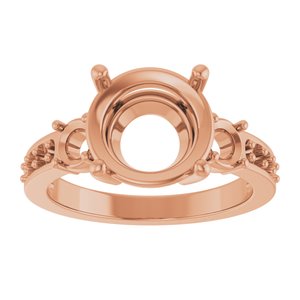 18K Rose Gold 10 mm Round Ring Mounting – image 6