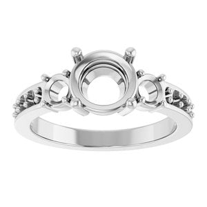 14K White Gold 7.4 mm Round Ring Mounting – image 6