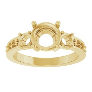 18K Yellow Gold 7.4 mm Round Ring Mounting – image 6