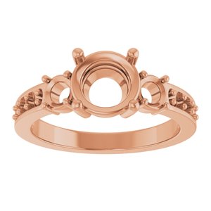 18K Rose Gold 7.4 mm Round Ring Mounting – image 6