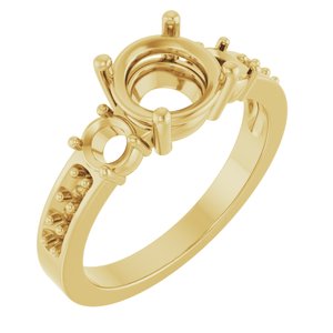 10K Yellow Gold 7.4 mm Round Ring Mounting – image 2