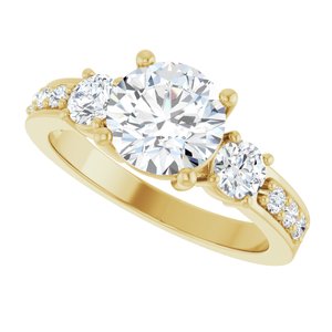18K Yellow Gold 7.4 mm Round Ring Mounting – image 8