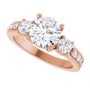 18K Rose Gold 7.4 mm Round Ring Mounting – image 8