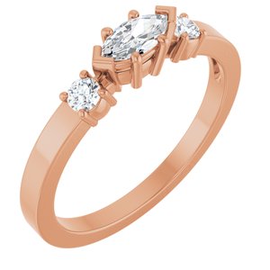 18K Rose Gold 6x3 mm Marquise Ring Mounting