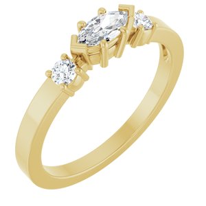 14K Yellow Gold 6x3 mm Marquise Ring Mounting