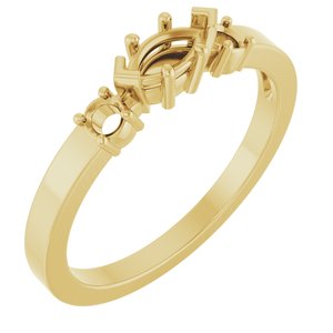 18K Yellow Gold 6x3 mm Marquise Ring Mounting – image 2