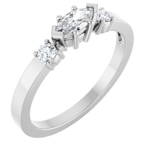 18K White Gold 6x3 mm Marquise Ring Mounting