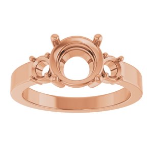 18K Rose Gold 8 mm Round Ring Mounting – image 6