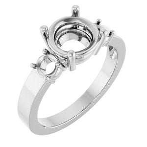 14K White Gold 8 mm Round Ring Mounting – image 2