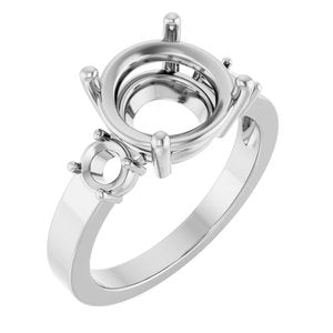 14K X1 White Gold 10 mm Round Ring Mounting – image 2