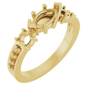 10K Yellow Gold 8x4 mm Marquise Ring Mounting – image 2