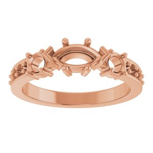 18K Rose Gold 8x4 mm Marquise Ring Mounting – image 6