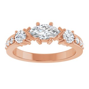 18K Rose Gold 8x4 mm Marquise Ring Mounting – image 5
