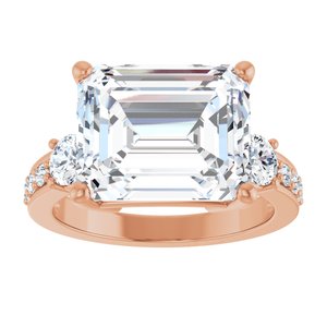 10K Rose Gold 12x10 mm Emerald Ring Mounting – image 5