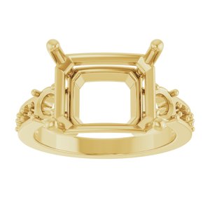 18K Yellow Gold 12x10 mm Emerald Ring Mounting – image 6