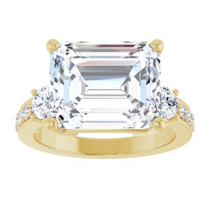 18K Yellow Gold 12x10 mm Emerald Ring Mounting – image 5