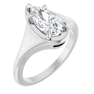 18K White Gold 10.5x5.5 mm Pear Ring Mounting