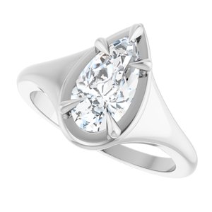 14K White Gold 10.5x5.5 mm Pear Ring Mounting – image 8